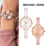 Michael Kors Jaryn Analog Gold Dial Pink Steel Strap Watch For Women - MK4343