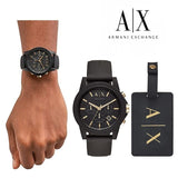 Armani Exchange Outerbanks Chronograph Black Dial Black Steel Strap Watch For Men - AX7105