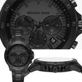 Michael Kors Grayson Chronograph Black Dial Black Steel Strap Watch For Men - MK9109