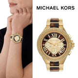 Michael Kors Camille Chronograph Brown Dial Two Tone Steel Strap Watch For Women - MK7269