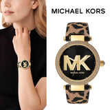 Michael Kors Parker Black Dial Cheetah Print Leather Strap Watch For Women - MK4723