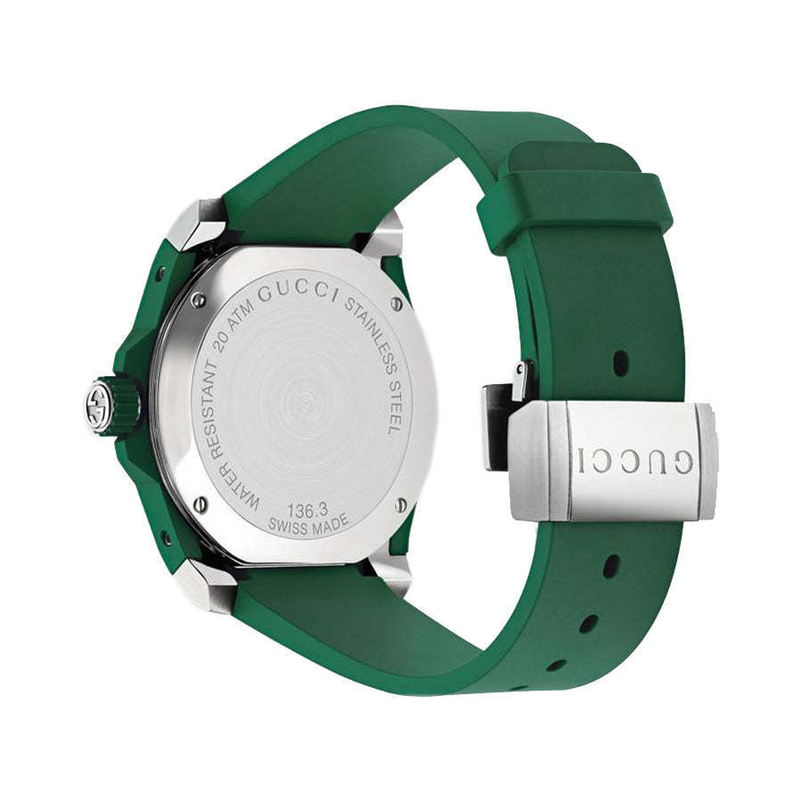 Gucci Dive Tiger Green Dial Green Rubber Strap Watch For Men