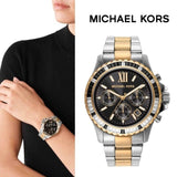 Michael Kors Everest Chronograph Black Dial Two Tone Steel Strap Watch For Women - MK7209