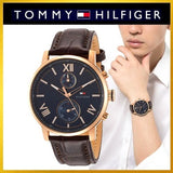 Tommy Hilfiger Alden Quartz Blue Dial Brown Leather Strap Watch for Men - 1791308