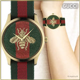 Gucci G Timeless Quartz Green & Red Dial Green & Red NATO Strap Watch For Men - YA126487A