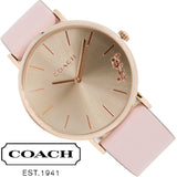 Coach Delancey Gold Dial Pink Leather Strap Watch for Women - 14503332