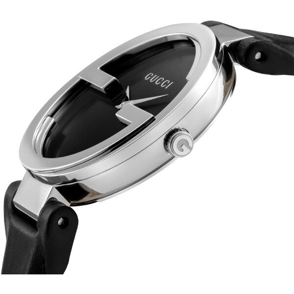 Gucci Interlocking G Iconic Black Dial Black Leather Strap  display picture 1