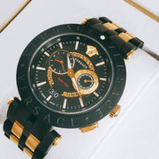 Versace V-Race Analog Quartz Black Dial Two Tone Steel Strap Watch For Men - VEBV00619