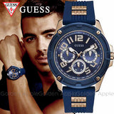 Guess Delta Blue Dial Blue Silicone Strap Watch for Men - GW0051G3