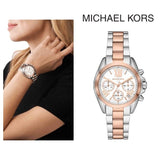 Michael Kors Bradshaw Chronograph White Dial Two Tone Steel Strap Watch For Women - MK7258