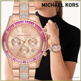 Michael Kors Everest Chronograph Rose Gold Dial Rose Gold Steel Strap Watch For Women - MK7211