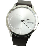 Calvin Klein Minimal Silver Dial Brown Leather Strap Watch for Men - K3M211G6