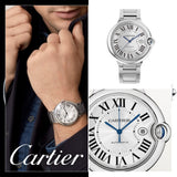 Cartier Ballon Bleu De Cartier Silver Dial Silver Steel Strap Watch for Men - WSBB0049