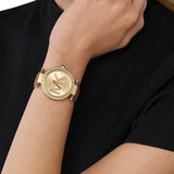 Michael Kors Parker Three Hand Gold Dial Brown Leather Strap Watch For Women - MK2973