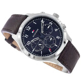 Tommy Hilfiger Asher Chrongraph Blue Dial Brown Leather Strap Watch For Men - 1791855