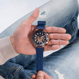 Guess Matrix Multifunction Blue Dial Blue Rubber Strap Watch for Men - GW0423G4