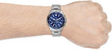 Fossil Garrett Chronograph Blue Dial Silver Steel Strap Watch for Men - FS5623