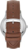 Emporio Armani Renato Quartz Silver Dial Brown Leather Strap Watch For Men - AR11185