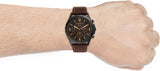 Fossil Forrester Chronograph Black Dial Brown Leather Strap Watch for Men - FS5608