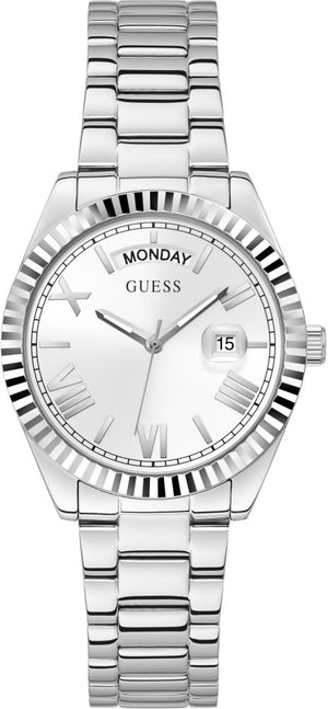 Guess Luna Silver Dial Silver Steel Strap Watch for Women - GW0308L1