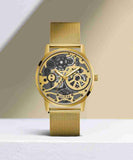 Guess Gadget Gold Dial Gold Mesh Bracelet Watch for Men - GW0538G2