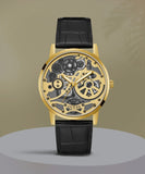 Guess Gadget Gold Dial Black Leather Strap Watch for Men - GW0570G1