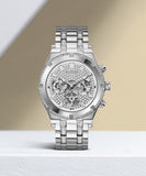 Guess Continental Silver Dial Silver Steel Strap Watch for Men - GW0261G1