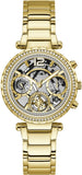 Guess Solstice Diamonds Gold Dial Gold Steel Strap Watch for Women - GW0403L2