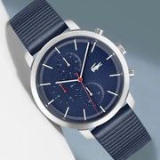 Lacoste Replay Chronograph Blue Dial Blue Leather Strap Watch for Men - 2011176