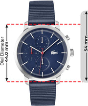 Lacoste Replay Chronograph Blue Dial Blue Leather Strap Watch for Men - 2011176
