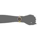 Michael Kors Runway Quartz Black Dial Gold Steel Strap Watch For Women - MK6682