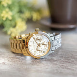 Michael Kors Runway Chronograph Gold Dial Two Tone Steel Strap Watch For Women - MK7329