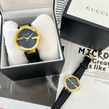 Gucci G Interlocking Grammy Special Edition Black Dial Black Leather Strap Watch For Men - YA133212