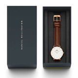 Daniel Wellington Classic Suffolk White Dial Brown Leather Strap Watch For Men - DW00100122