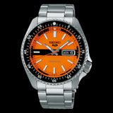 Seiko 5 Sports Double Hurricane Retro Orange Dial Silver Steel Strap Watch For Men - SRPK11K1