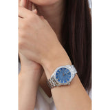 Guess Glitter Burst Diamonds Blue Dial Silver Steel Strap Watch for Women - GW0405L1