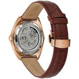 Fossil Vintage Muse Automatic Skeleton Maroon Dial Maroon Leather Strap Watch for Women - ME3137