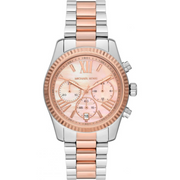 Michael Kors Lexington Chronograph Rose Gold Dial Two Tone Steel Strap Watch For Women - MK7219