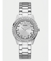 Guess Sparkler Diamonds Silver Dial Silver Steel Strap Watch for Women - GW0111L1