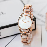 Calvin Klein Dainty White Dial Rose Gold Steel Strap Watch for Women - K7L23646