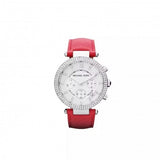 Michael Kors Parker Silver Dial Red Leather Strap Watch for Women - MK2278