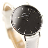 Daniel Wellington Classic Petite Bondi Black Dial White Leather Strap Watch For Women - DW00100284