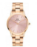 Daniel Wellington Iconic Link Pink Dial Rose Gold Steel Strap Watch For Women - DW00100335