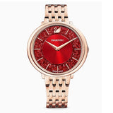 Swarovski Crystalline Chic Red Dial Rose Gold Steel Strap Watch for Women - 5547608