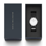 Daniel Wellington Classic Cornwall White Dial Black Nylon Strap Watch For Men - DW00100260