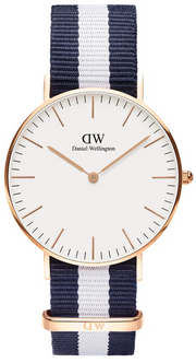 Daniel Wellington Classic Glasgow White Dial Two Tone NATO Strap Watch For Women - DW00100031