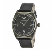 Emporio Armani Franco Black Dial Black Leather Strap Watch For Men - AR0368