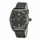 Emporio Armani Franco Black Dial Black Leather Strap Watch For Men - AR0368