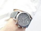 Emporio Armani Luigi Chronograph Quartz Grey Dial Grey Leather Strap Watch For Men - AR1735