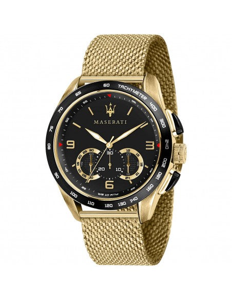 Maserati Traguardo 45mm Quartz Gold Black Dial Watch For Men Watch